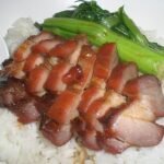500px hk mongkok maxims bbq meat rice lunch with green vegetable